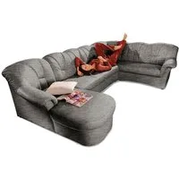 DOMO collection Wohnlandschaft Papenburg, zeitlose Rückensteppung, bequem, U-Form, Breite 297cm, in großer Farbvielfalt, wahlweise mit Bettfunktion