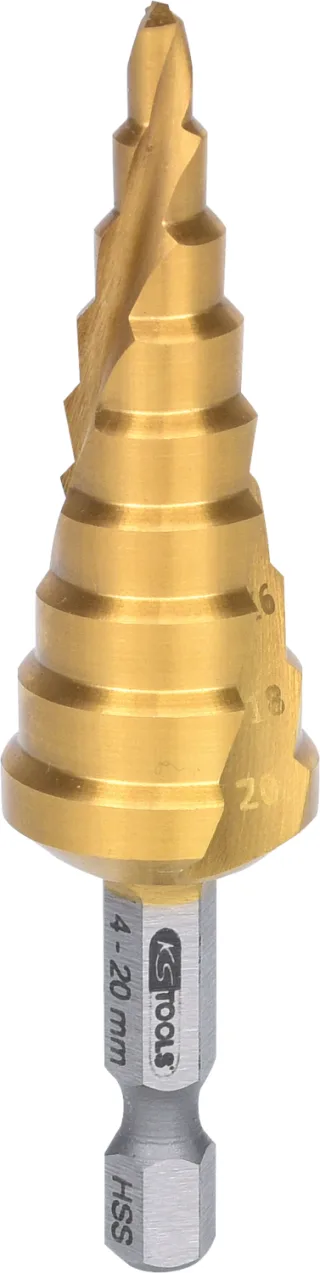 KS Tools 1/4" HSS-TiN Stufenbohrer-Bit - 330.2385