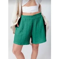 fashionshowcase Shorts Shorts Damen Palazzo-Shorts aus Musselin - Sommerhose 100% Baumwolle leicht und luftig