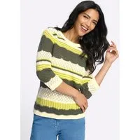Sieh an! Strickpullover 3/4-Arm-Pullover 3/4-Arm Ajour, Grobstrick