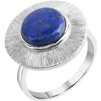 Zeeme Fingerring Silber 925 rhodiniert glanz/matt mit echtem Lapis 10mm