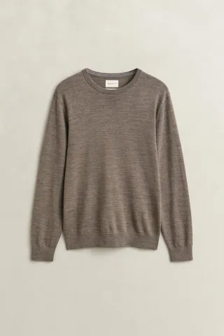 GANT - Rundhalspullover aus Merinowolle dk hazelnut melange - Gr. - M