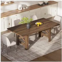 GarveeMore Esstisch 180 cm Küchentisch Wohnzimmertisch im Holztisch Landhausstil (1-St., 1Tisch), Esstisch für 6-8 Personen, Küche & Esszimmer