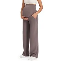 G4Free Umstandshose Damen Umstandshose Jogginghosen Slim Fit Yogahose Arbeitshosen Dehnbare Lounge-Hose mit weitem Bein und Taschen