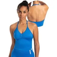 Smilodox Tanktop Malena, Crop Neckholder Sporttop, Ringdetails, Rückenfrei Tanktop nahtlos figurbetont, Sport Freizeit Yoga stylische Looks