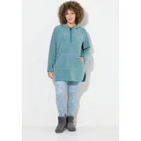 Ulla Popken Sweatshirt Long-Teddy-Fleecepullover Kapuze Zipper Langarm