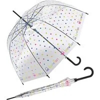 United Colors of Benetton Stockregenschirm Glockenschirm mit Automatik transparent-farbig, bedruckt mit bunten Punkten - Signature Dot