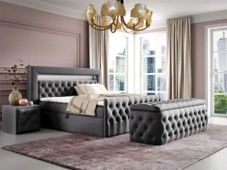 Boxspringbett Schlafzimmerbett ERNESTO Nr.4 180x200cm in Elisa Velvet Anthrazit
