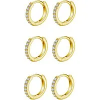 LuxusKollektion Creolen-Set Creolen Silber Gold 925 Set 3 Paar hypoallergen Zirkonia Gold-8mm*3