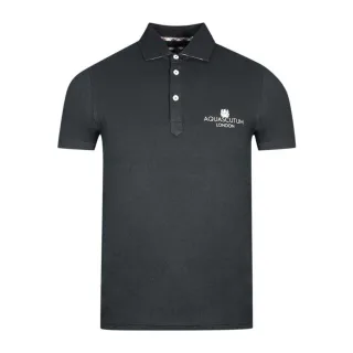 Aquascutum Unisex Erwachsenen London Bold Logo Poloshirt (Schwarz)