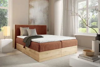 Boxspringbett Schlafzimmerbett ROLAND 120x200cm in Stoff Lincoln Rostbraun