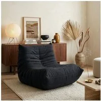 en.casa Sitzsack, »Kodsø« mit Rückenlehne 75 x 90 x 100 cm Mikrofaser Schwarz