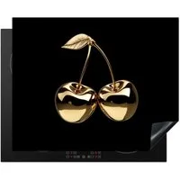 MuchoWow Herd-Abdeckplatte Kirsche - Schwarz - Gold - Chrom, Vinyl, (1 tlg), Abdeckung Induktionskochfeld Schutzmatte, Küche Deko, 65x52 cm