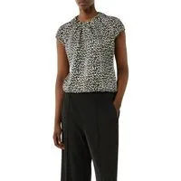 comma Kurzarmbluse mit Raffung und Animal-Print