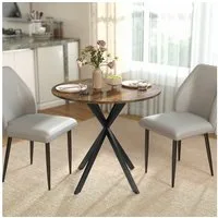 HOMCOM Esstisch Küchentisch im Industriestil mit Stahlbeinen für 2 Personen (für Esszimmer, Küche, Wohnzimmer, 1-St., rund, 80 x 80 x 75 cm), Rustikal-Braun