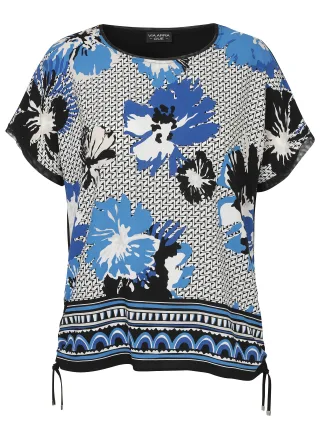 VIA APPIA DUE - Bluse Rundhals 1/2 Arm Druck schwarz multicolor - Gr. - 46
