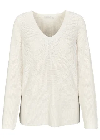 CLARINA - NOS V-Pullover, 1/1 Arm, uni offwhite - Gr. - 38