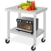 GarveeMore Arbeitstisch aus Edelstahl mit Rollen und verstellbarem Unterregal,91x61x95cm, robuster Arbeitstisch,zur Lebensmittelzubereitung für Küche,Restaurant