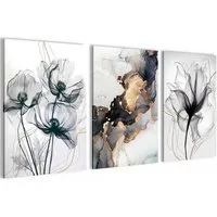 Novart Wandbild Wohnzimmer Blumen Schwarz Abstrakt Feuer