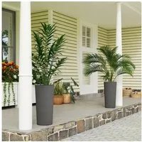 Outsunny Blumentopf mit Löcher (Pflanzkübel, 2 St., Pflanztöpfe), für Garten Balkon Dunkelgrau