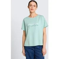 TOM TAILOR T-Shirt T-Shirt (im Einserpack) Loose Fit Scuba T-Shirt mit Print
