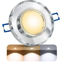 SSC-LUXon LED Einbaustrahler ALINA Einbauleuchte Glas rund 5W GU10 drei Lichtfarben Deckenspot, Warmweiß
