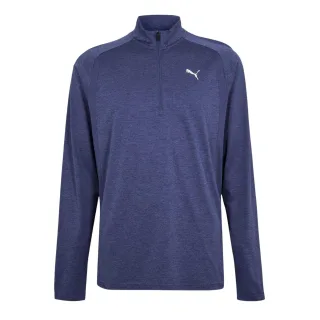 Puma - "Performance" Oberteil für Herren, mit kurzem Reißverschluss, Maßgeschneidert, Langärmlig (Blau meliert)