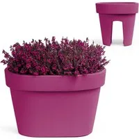 KONZEPT Blumenkasten für Balkongeländer 12,3 L, ca. 40 x 27 cm, Geprägtem Rand, Stapelbar