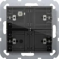 Tastsensor 4 Standard Zweifach für KNX mit Inbetriebnahme-Wippe und Raumthermostat Retail
