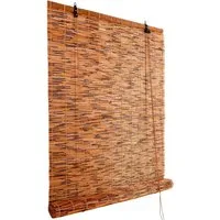 Coradoma Raffrollo Bambus Rollo aus Schilfrohr Sicht- & Sonnenschutz für Fenster, Balkon, Wandmontage mit Ösenhaken, Handgefertigtes Bambusrollo, Jalousie für Fenster in vielen Größen