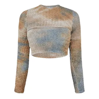 Off White - Kurzes Top für Damen, Ausschnitt (Beige)