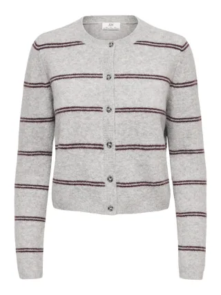 JDY - Gestreifte Strickjacke grau - Gr. - M