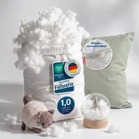 Blumtal Kissenfüllung Füllwatte im Vliesbeutel, Füllmaterial für Kissen - Bastelwatte, 500gr, 1000gr, 2000gr & 3000gr - Füllwatte waschbar bis 95 °C