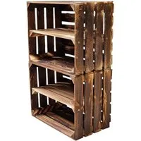 Teramico Holzkiste Holzkisten mit Regalfach Lang 50 x 40 x 30cm Geflammt Vintage, Vintage Obstkiste