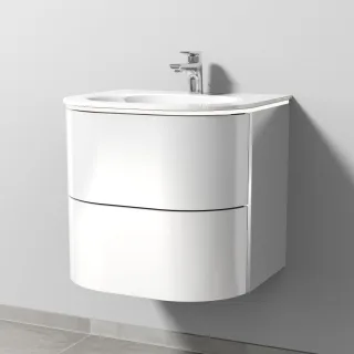 Sanipa 4balance Glas-Set mit 2 Auszügen und LED-Beleuchtung, Weiß-Glanz, DL21178 DL21178