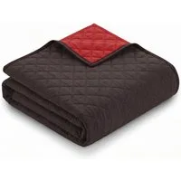 Wohndecke XXL Tagesdecke ca. 220 x 240 cm, schwarz-braun / rot gesteppt, kamelshopping, Wendedecke ideal als Bettüberwurf, Schondecke, Sofadecke