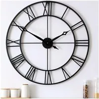Samilito Wanduhr im Vintage-Stil Rund mit Robuster 2cm dicker Rahmen,römische Ziffern (Leises Quarzwerk, kein tickendes Geräusch dicker Rahmen)