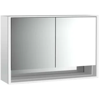 Emco Loft Aufputz-Lichtspiegelschrank 979805218 1200x733mm, mit Unterfach, LED, 2-türig, aluminium/Spiegel