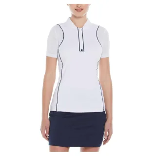 Original Penguin - Poloshirt für Damen, Kontrast-Besatz, Emblem, Regulär (Leuchtend Weiß)