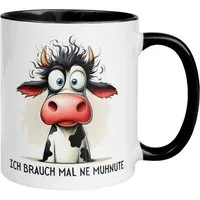 Momentals Tasse Kuh – „Ich brauch mal ne Muhnute“ – lustige Bürotasse für Kollegen, Gratis Versand · Links-&Rechtshänder · Spülmaschinenfest