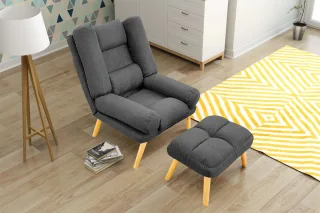Relaxsessel Sessel VENICE verstellbar in Stoff Dunkelgrau inkl.Hocker