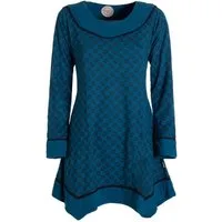 Vishes Tunikakleid Langarm Damen Tunika Shirt-Kleid Ethno Zipfel-Bluse Blusenkleid Elfen, Hippie, Boho Style
