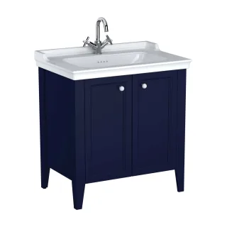 VitrA Valarte Set 80 cm Möbelwaschtisch + Waschtischunterschrank 2 Türen Stahlblau (Lack),65766 65766