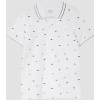 s.Oliver Kurzarmshirt Polo-Shirt Gemustertes Poloshirt aus Piqué