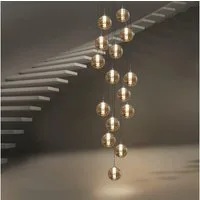 Nettlife Pendelleuchte G9 Hängelampe modern Bernstein/Grau Glas 1/3/4/6/10/15 Flammig, Höheverstellbar, LED wechselbar, Warmweiß, für Küchen Wohnzimmer Schlafzimmer Flur