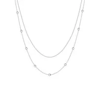 Hey Happiness Edelstahlkette Layer Collier Kugeln, wasserfest, Elegante Zweireihige Damen Halskette, 18K vergoldet