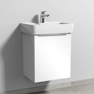 Sanipa 3way Waschtischunterbau zu Geberit Renova Plan Waschtisch mit 1 Tür, Weiß-Glanz UF87378