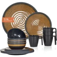 Moritz Geschirr-Set Camping Geschirr Stone Curry Geschirr 16 tlg.
