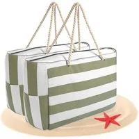 BigDean Strandtasche Badetasche XXL 2 Stück große mit Reißverschluss Schwimmbad Tasche (Set, 2-tlg., Badetaschen), Waschbar, 30°c