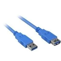 USB 3.2 Gen 1 Verlängerungskabel, USB-A Stecker > USB-A Buchse blau, 3 Meter, doppelt geschirmt